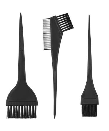 3 Pcs Hair Coloring Brushes Hair Dye Brushes Tool Set Double-sided Hair Dying Combs Brushes Set for DIY Hair Coloring Dyeing Salon Brushes - Black