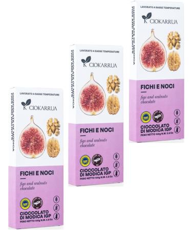  CIOKARRUA Ciokarrua | Figs and walnuts with Modica chocolate | Raw Chocolate Modica IGP | Lactose Free Chocolate Bar - 3 x 100 Gr - Buy Online on GoSupps.com