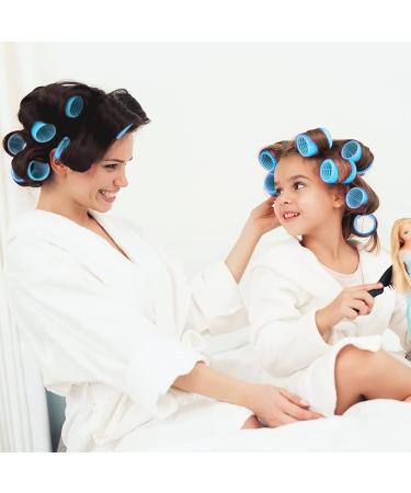 48 Pack Jumbo Self Grip Hair Rollers for Long Hair - Velcro Rollers with Clips & Comb - Blue - Buy Online on GoSupps.com
