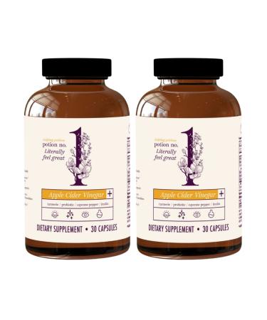 Ladybug Potions Gut Health for Women and Men 30 Capsules - Organic Apple Cider Vinegar Probiotics Turmeric Curcumin Black Pepper Inulin and Cayenne Pepper - Digestive Health