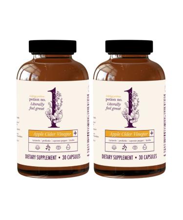 Ladybug Potions Gut Health for Women and Men 30 Capsules - Organic Apple Cider Vinegar Probiotics Turmeric Curcumin Black Pepper Inulin and Cayenne Pepper - Digestive Health