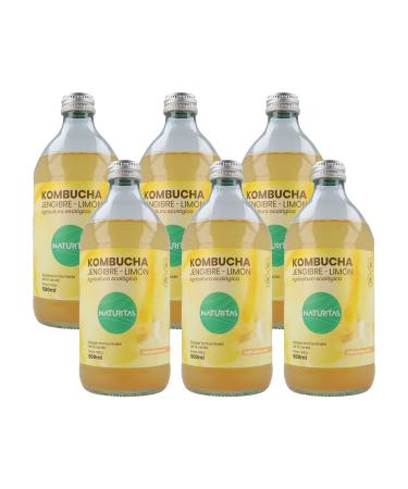 Naturitas Naturitas Essentials Organic Lemon Ginger Kombucha 500ml | 6 x 500ml | Healthy Refreshment | Digestion Aid | Foaming | Probiotic