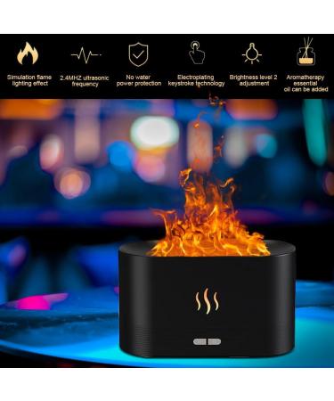 Dasiautoem Flame Diffuse Humidifier - Noiseless 7-Color Aroma Diffuser for Essential Oils | 180ml Auto-Off Protection - Perfect for Home Office Yoga (Black) - Buy Online on GoSupps.com
