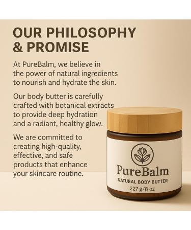 PureBalm Natural Body Butter with Turmeric - Deep moisture for Dry Skin - Shea Butter Coconut Oil & Palm Kernel Seed Oil - 8oz - Buy Online on GoSupps.com