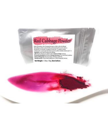 Red Cabbage Powder | Water Soluble Food Dye | Net weight: 1.76oz/50g - Amazing in the Kitchen or for Cocktails! Makes Colour-changing Beverages and Dishes in Red Or Magenta Pink Purple Blue - Buy Online on GoSupps.com