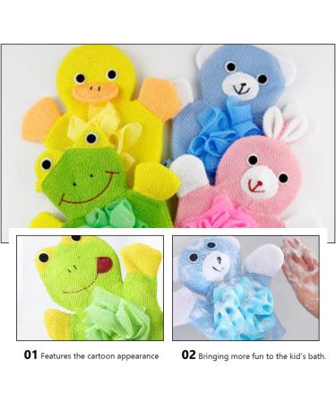Mobestech 4Pcs Cartoon Children Bath Shower Gloves - Animal Design Bath Sponge for Baby Toddler Kids - Buy Online on GoSupps.com
