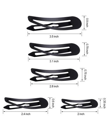 40 Piece Snap Hair Clips Set - Large Metal Nonslip Barrettes for Women and Girls - Hair Pins Hair Accessories (Black) - Sizes: 3.5 3.1 2.8 2.4 2 - Durable and Stylish - Buy Online on GoSupps.com