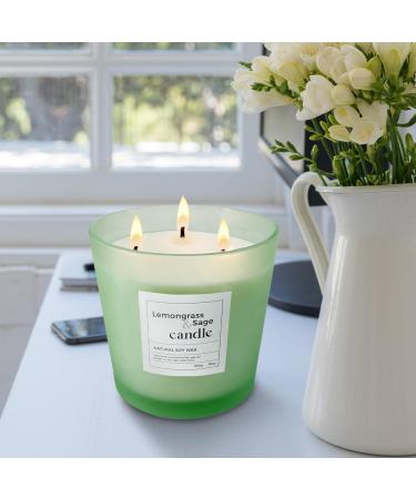 30 oz Highly Scented Soy Candle - Lemongrass & Sage Aromatherapy 120 hrs Long Lasting 3 Cotton Wicks Smokeless | Great Gift for Him & Her - Midnight Lights - Buy Online on GoSupps.com