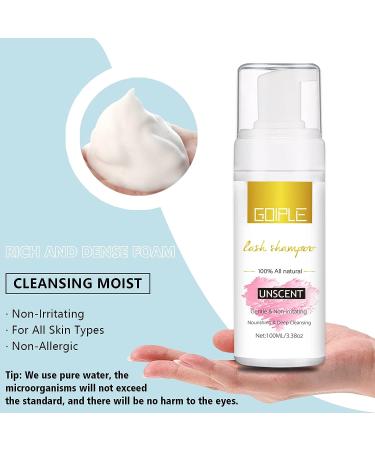 100ml Eyelash Extension Cleanser - Gentle Lash Mousse Shampoo for Natural & Extension Lashes - Professional Grade Makeup Remover - Buy Online on GoSupps.com