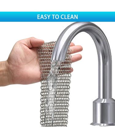 Cast Iron Skillet Cleaner Chainmail Srubber 2 Pack Premium Stainless Steel Chain Maille Scrubber Metal Scrubber for Cast Iron Pans CS03 Skillet Wok Pot Glassware 7"x 7" Rectangle & 5"x 5" Round - Buy Online on GoSupps.com