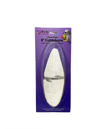 Birds LOVE 1-Pack 7.5"- 8" Cuttlebone for Cockatiels Parakeets Budgies Finches Canaries Lovebirds Small Conures Mynahs Toucans African Greys All Parrots