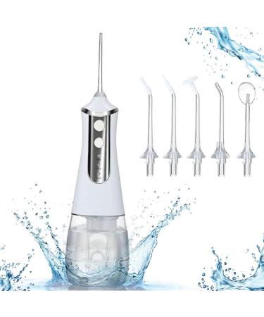 Water Dental Flosser for Mouth Cordless Oral Irrigator with 3 Gears IPX6 Waterproof Portable USB Rechargeable Water Dental Picks for Home and Travel Use for 30 Days in just 4 Hours(White) Grey