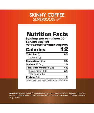 Skinny Coffee Super Boost Weight Loss Protein Powder Sugar-Free Keto Vegan Coffee Supports Energy & Metabolism Weight Loss Coffee Diet 1 Cup - 30 Pieces - Buy Online on GoSupps.com