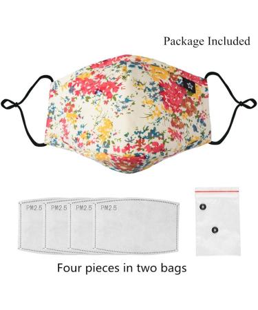 Novotel Face Mouth Cover Reusable Washable Cotton Half Cloth Face Adjustable Ear Loops Orange Flower - Buy Online on GoSupps.com