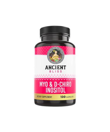 Ancient Bliss Myo & D-Chiro Inositol Supplement 40 to 1 Ratio Helps in Ovarian Function Support for Women Vitamin B8 Helps to Regulate Menstrual Cycle 2050mg per Serving 120 Vegan Capsules