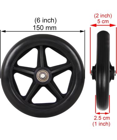 2 Pcs Wheelchair Fronter 6" 7" 8" Front Wheel & Solid Tyre 2" (50 Mm) Hub Width Wheel Replacement for Wheelchair Replacement Rollator Accessories Anti-Slip Rubber Wheel/Black/15Cm(6 Inc 15Cm(6 Inch) Black - Buy Online on GoSupps.com