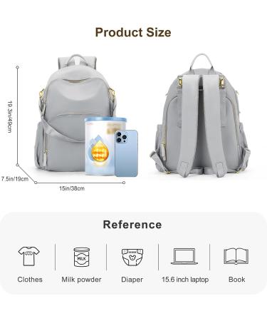Weflier Waterproof Multifunction Diaper Backpack - Large Gray Bag with Stroller Belt for Moms & Dads - Ideal for Travel & Daily Use - Buy Online on GoSupps.com
