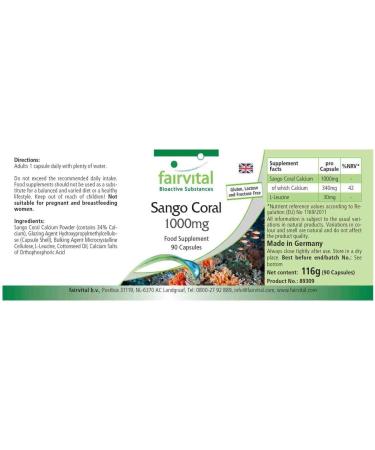 Fairvital | Coral Sango 1000mg with 340mg of calcium - 90 vegetarian capsules - Pure substance - Buy Online on GoSupps.com