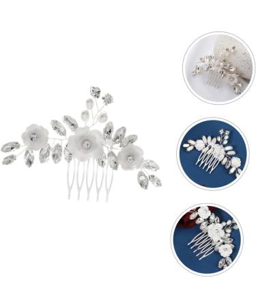 Wedding Hair Accessories Hair Toppers Rhinestone Hair Comb Flower Hair Side Comb Decorative Hair Side Comb Headgear Decorate Wedding Dress Crystal Bride White Soft Pottery Flower - Buy Online on GoSupps.com