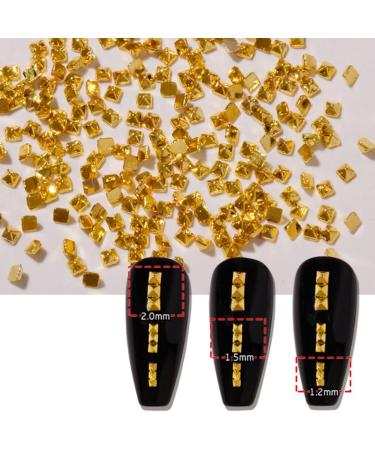 600Pcs Nail Art Punk Metalic Spike Studs Metallic Nail Art Punk Studs Rivets Manicure Gold Square Spike Studs Manicure Tips Nail Art Charms Nail Art Decoration Accessory-Solid