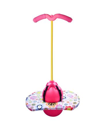 Willingfun Pogo Ball with Handle, Pogo Stick Pogo Jumper for Kids Ages 6 & Up and Adults, with Pump and Strong Grip Deck, Great Gift for Kids Pink