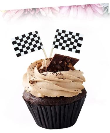 HOMSFOU 400 Pcs Mini Checkered Picks Mini Racing Flag Picks Racing Flags for Cakes Mini Checkered Topper Checkered Flag Picks Mini Cupcake Checkered Flag Toppers Toothpick Bamboo Dessert - Buy Online on GoSupps.com