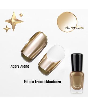 Metal Nail Polish Golden Glitter Mirror Effect Holographic Quick Dry Nail Varnish Shimmering Metallic Shining Sparkling Long Lasting No Need Cure DIY Nail Art Manicure at Home - Buy Online on GoSupps.com