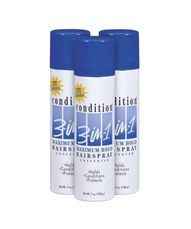 Condition 3-in-1 Maximum Hold Unscented Hairspray 7 Ounce (Pack of 3) Maximum Hold - Unscented