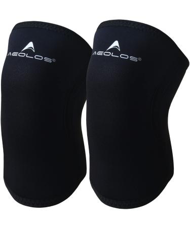 AEOLOS Knee Sleeves (1 Pair) 7mm Compression Knee Braces for Heavy-Lifting Squats Gym and Other Sports(Large 22Black4) 22Black4 Large