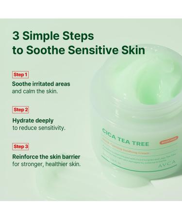 AVCA Quick Calming Cica Tea Tree Cream 100ml(3.38 fl. oz) Soothing Moisturizer for Sensitive, Redness-Prone Skin, Lightweight Hydrating Gel, K-Beauty - Buy Online on GoSupps.com