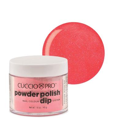 Cuccio Powder Polish - Acrylic Nail Colour Dip System - 45g (1.6oz) Dipping Powder - Watermelon Pink with Pink Mica