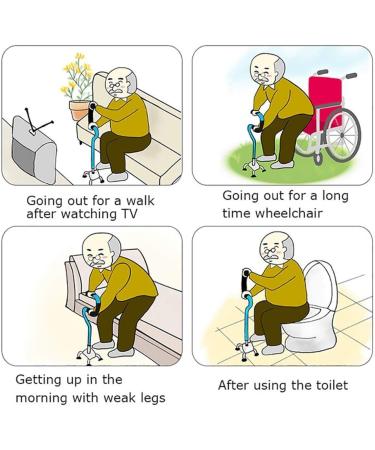 Walker Old Man Walking Stick Cane Four Feet Multi-Function Turning Non-Slip Elderly Medical Crutches Walker Lightweight Folding Adjustable Aid Crutches Hello Independence White - Buy Online on GoSupps.com