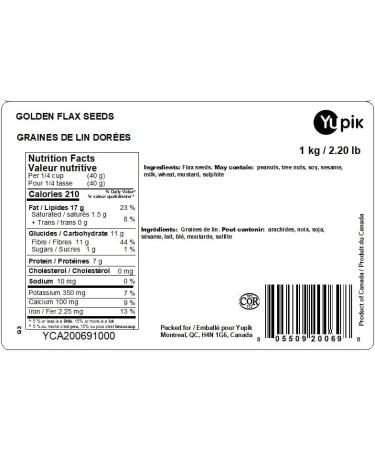 Yupik Golden Flax Seeds 1 kg 6 Count GMO-Free Kosher Raw Natural Seeds High in Fiber Source of Omega-3 Plant-Based Protein Gels Easily Ideal for Baking & Topping 6 kg - Buy Online on GoSupps.com