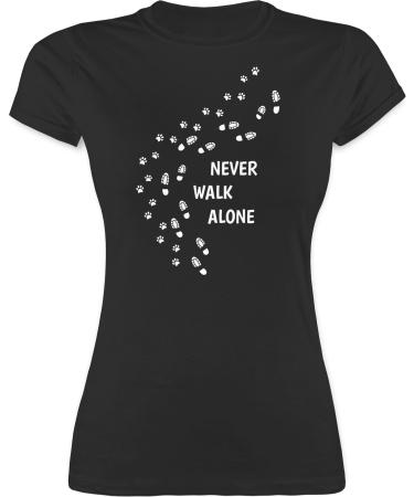 Shirtracer - Shirt Women - Gift for Dog Owners - Never Walk Alone Paw Prints 01 Black XL
