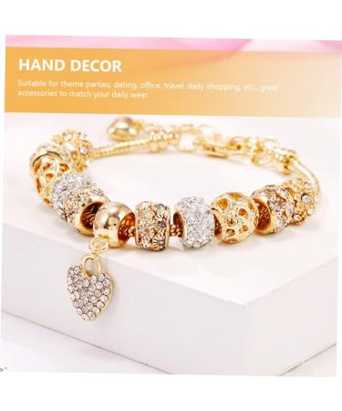 Adorainbow Heart Charm Bracelet Heart Pendant Bracelet Tennis Bracelet for Women Bracelets Beaded Stretch Bracelet Trendy Jewelry Crystal Beads Heart Decor Big Hole Beads Alloy Miss Wrist - Buy Online on GoSupps.com