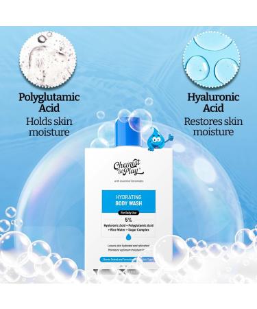 Chemist at Play Hydrating Body Wash | With 5% Hyaluronic Acid Bodywash for Intense Hydration | Reduces Flakes & Itchiness | For Dry Skin | Polyglutamic Acid & Hyaluronic Acid | For Women & Men | 236ml - Buy Online on GoSupps.com