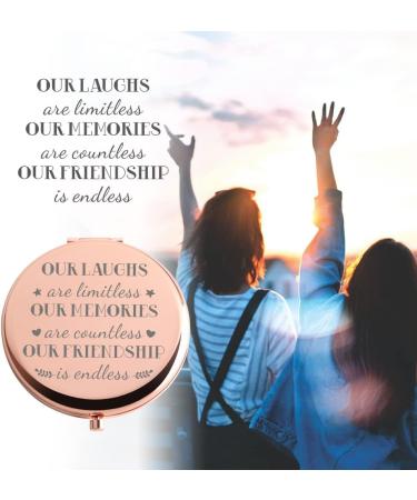 Dyukonirty Rose Gold Compact Makeup Mirror - Unique Friendship Gift for Women - Ideal for Birthday, Wedding, Christmas & Graduation - Buy Online on GoSupps.com