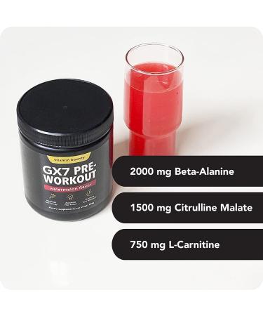 Vitamin Bounty GX7 Sugar-Free Pre Workout Powder - Keto Energy Supplement with Beta-Alanine & Caffeine - Watermelon Flavor - 20 Servings - Buy Online on GoSupps.com