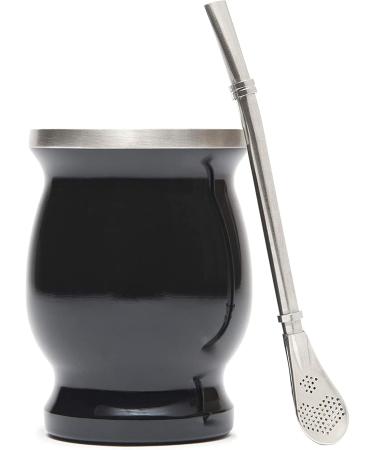 InciFuerza Yerba Mate Gourd Set (Mate Cup) Stainless Steel Modern Yerba Mate Cup with Bombilla Mate Straws BPA-free Lid (Black) - Buy Online on GoSupps.com