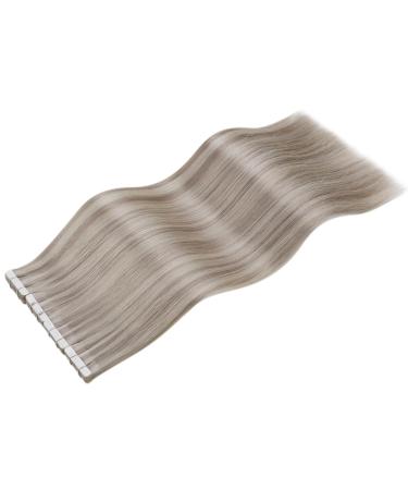 LAAVOO Real Hair Tape Extensions - Ash Blond Highlight #18/613 - 50G - 20PCs - Invisible Tape-In Remy Human Hair - Buy Online on GoSupps.com