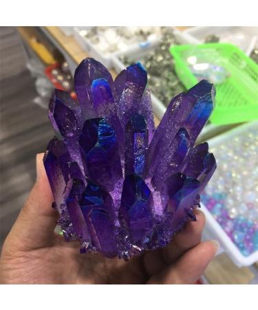 Natural Purple Electroplating Transparent Crystal Cluster Stone Ore Demagnetization Stone Mesh Suitable for Home Raw Stones and Minerals FUZEGRDLI 350-400g - Buy Online on GoSupps.com