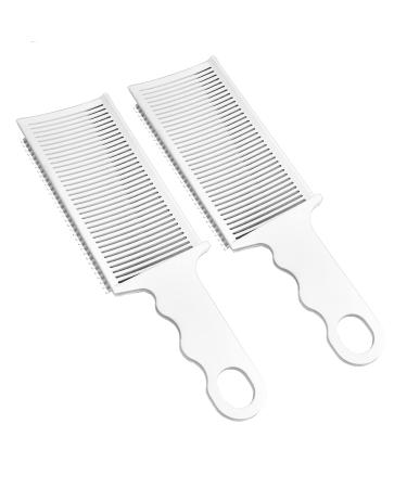 2 Pieces Fade Combs  Professional Barber Cutting Comb Heat Resistant Clipper Comb Blending Flat Top Comb for Men Salon Styling Tools   White
