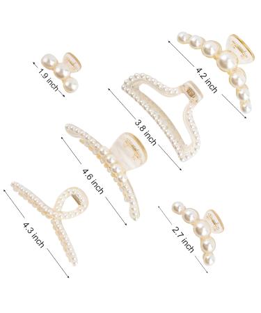 BAHABY Large Pearl Hair Clips for Women - 6 Pack Styling Claw Clips for Thick Hair, Strong Hold Non-slip Hair Accessories in Champagne - Perfect Gift for Friends & Family - Buy Online on GoSupps.com
