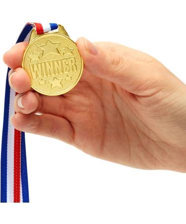 Juvale 12 Pack Gold Metal Awards Medals with Neck Ribbon - 1.5 Diameter for Sports, Tournaments, Contests - Kids and Adults - Buy Online on GoSupps.com