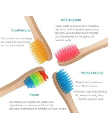 ECOPRO Kids Bamboo Toothbrushes - 20 Pack Eco-Friendly Wooden Handle Toothbrush Set for Children - Mixed Colors - Buy Online on GoSupps.com