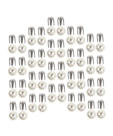 Hohopeti 150 Sets Pearl Claw Nails Faux Pearls Rivets Pearl Snap Decorative Rivets Jeans Crafting Supplies 1.2 White