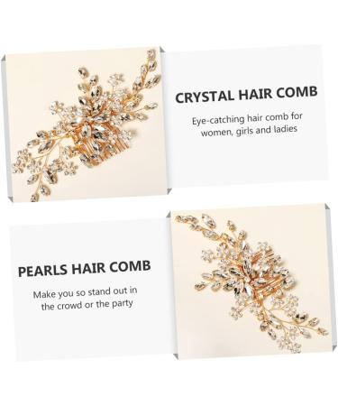 FRCOLOR Flower Comb Bridal Pearl Hairpin Pearl Hair Barrettes Women Crystal Hair Comb Pearls Rhinestones Hair Comb Tiara Bride Crystal Hair Comb Accessories Zinc Alloy Banquet Wedding - Buy Online on GoSupps.com