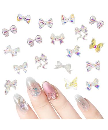 Ownsig 102pcs 3D Resin Bow Nail Decoration  Butterfly Bowknot Nail Charms  Flatback Bow Nail Art Designs  13 Styles DIY Colorful Bow Nails Jewelry (Bows Only)