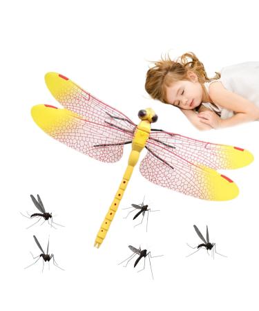 Lifelike Dragonfly Fly Repeller - Dragonfly Shape Lifelike Gnat Trapper Realistic Fly Trap Portable | Safe Harmless Gnat Catcher Fly Repeller for Camping Fishing Climbing Outings Hiking 14cm Dragonfly Yellow Pin Style