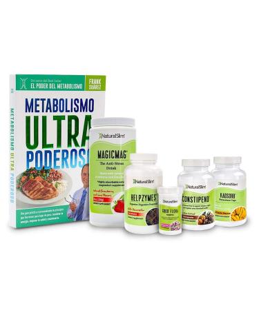NaturalSlim Anti-Constipation Kit - Full Colon Cleanse Detox Supplements - Formulated by Award Winning Metabolism & Weight Loss Specialist - Book Comes only in Spanish